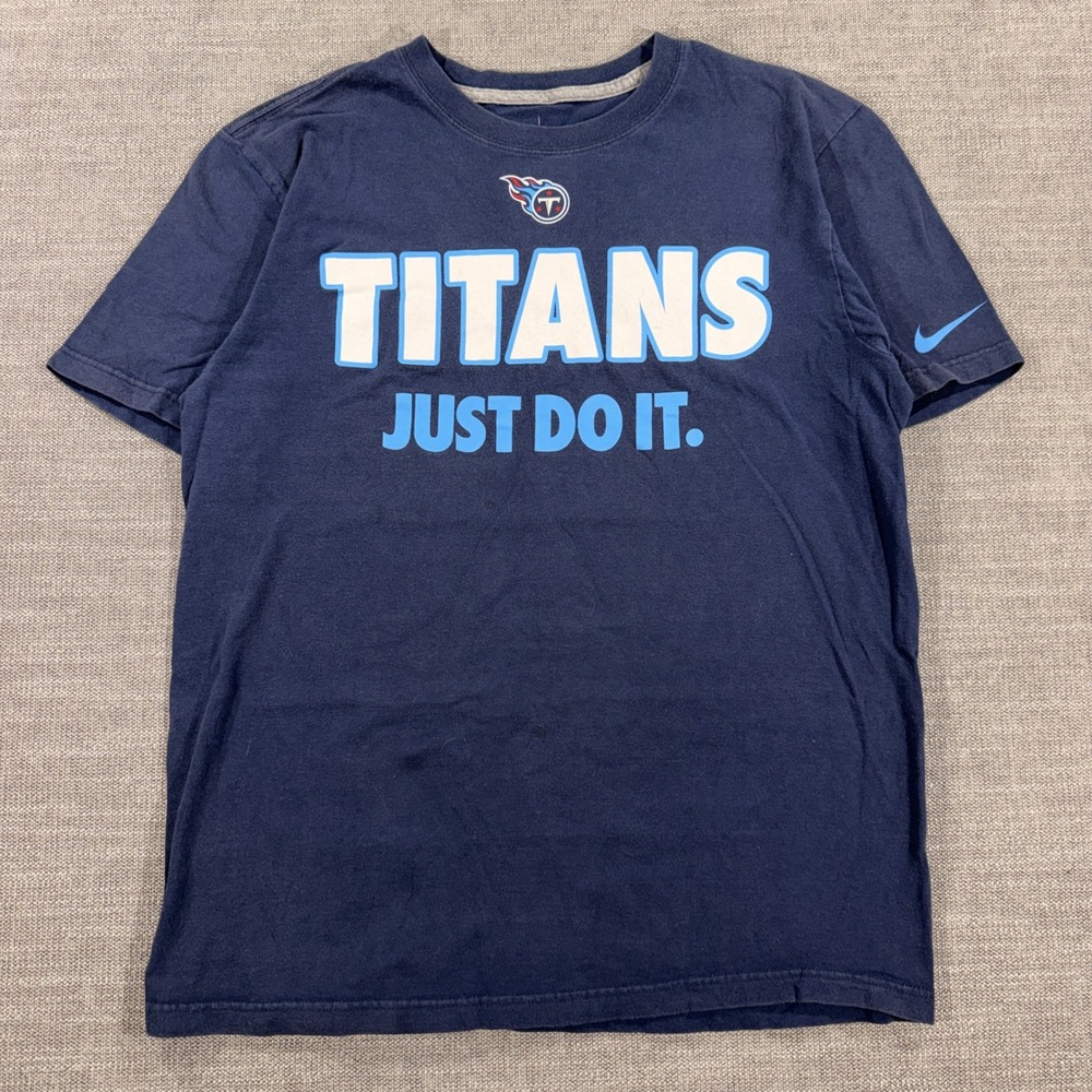 Nike Tennessee‎ Titans T-Shirt Mens Medium Navy Blue Excellent NFL Just Do It
